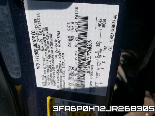 3FA6P0H72JR268305 фото 2