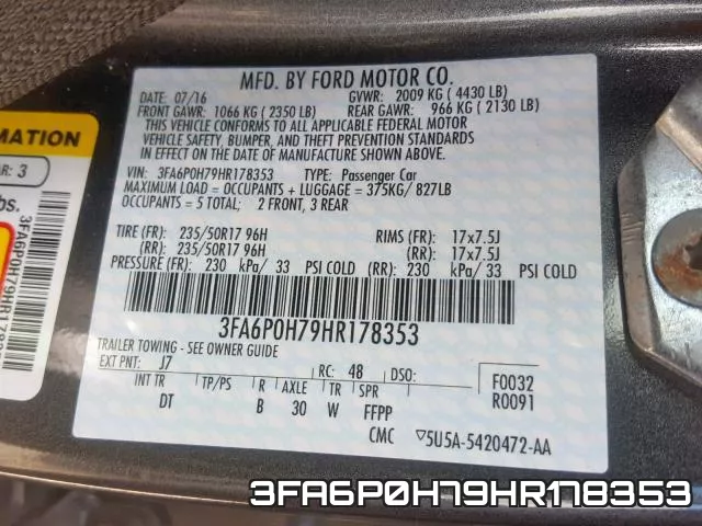 3FA6P0H79HR178353 фото 2