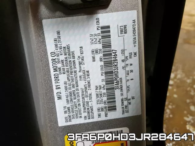 3FA6P0HD3JR284647 фото 2