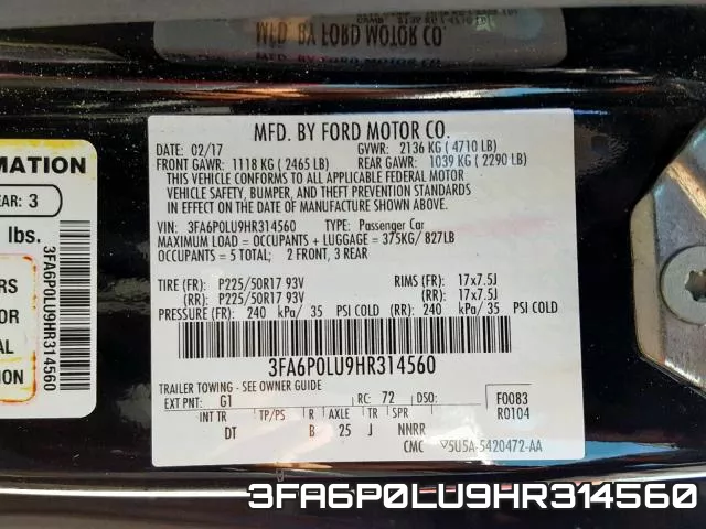 3FA6P0LU9HR314560 фото 2