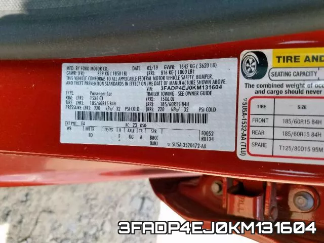 3FADP4EJ0KM131604 фото 2
