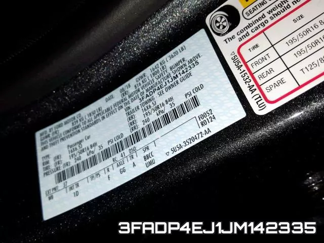 3FADP4EJ1JM142335 фото 2