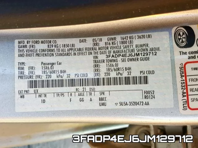 3FADP4EJ6JM129712 фото 2