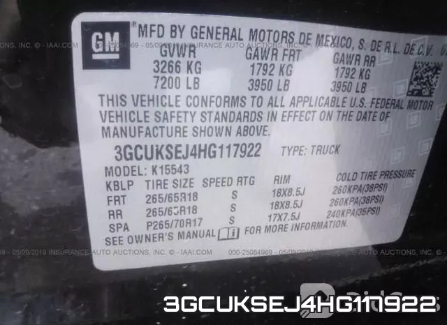 3GCUKSEJ4HG117922 фото 9