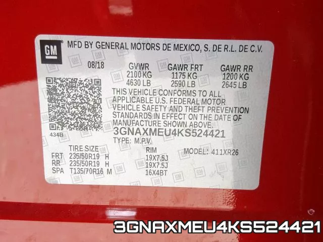3GNAXMEU4KS524421 фото 2