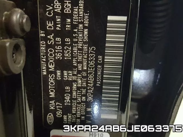 3KPA24AB6JE063375 фото 2