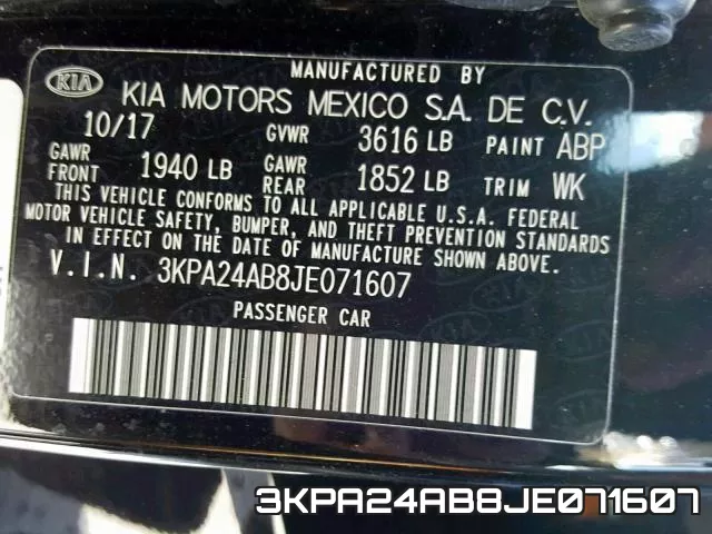 3KPA24AB8JE071607 фото 2