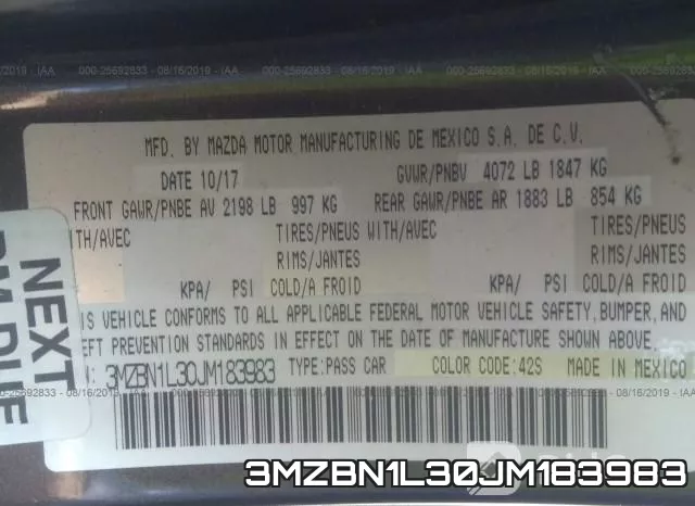 3MZBN1L30JM183983 фото 10