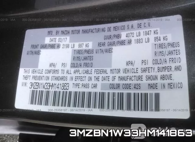 3MZBN1W33HM141863 фото 10