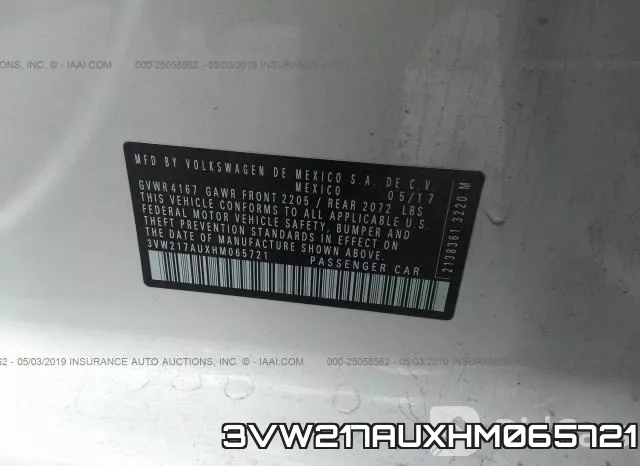 3VW217AUXHM065721 фото 10