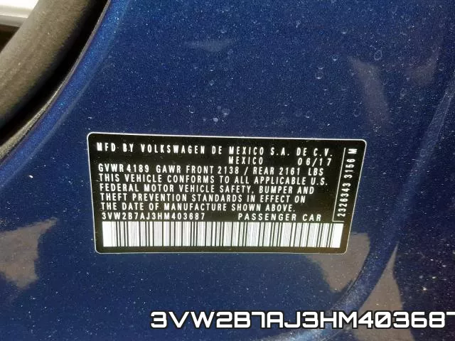 3VW2B7AJ3HM403687 фото 2