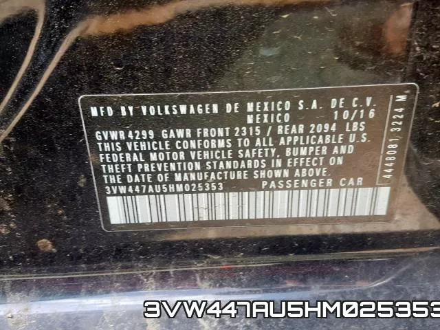 3VW447AU5HM025353 фото 2