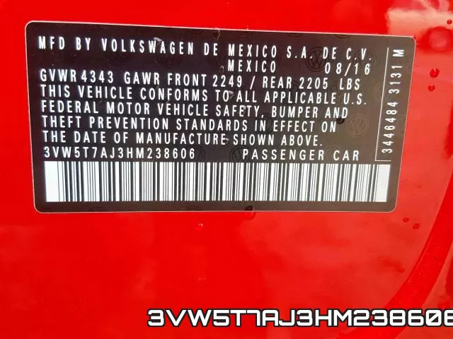 3VW5T7AJ3HM238606 фото 2