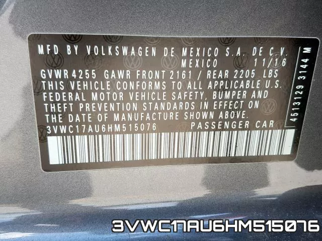 3VWC17AU6HM515076 фото 2