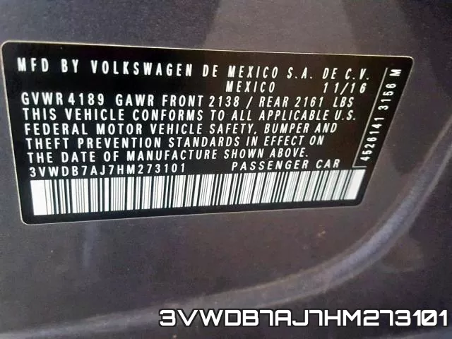 3VWDB7AJ7HM273101 фото 2
