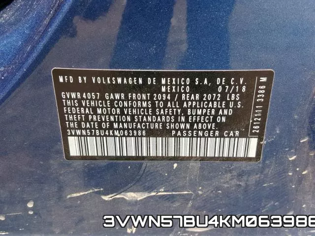 3VWN57BU4KM063986 фото 2