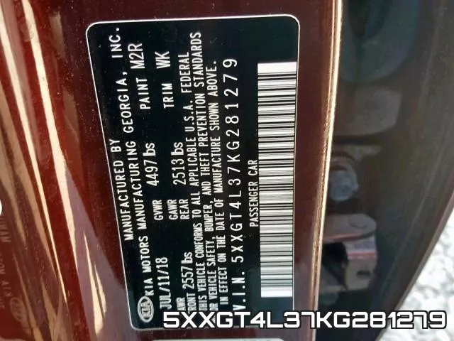 5XXGT4L37KG281279 фото 2