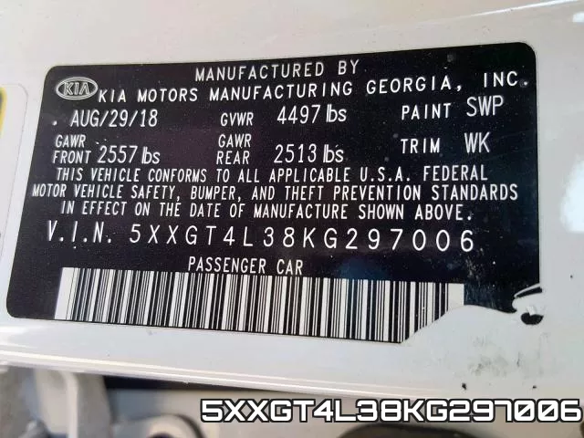 5XXGT4L38KG297006 фото 2