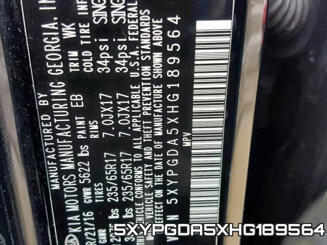 5XYPGDA5XHG189564 фото 2