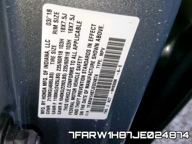 7FARW1H87JE024874 фото 2