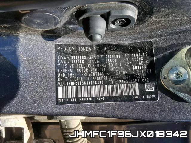 JHMFC1F36JX018342 фото 2