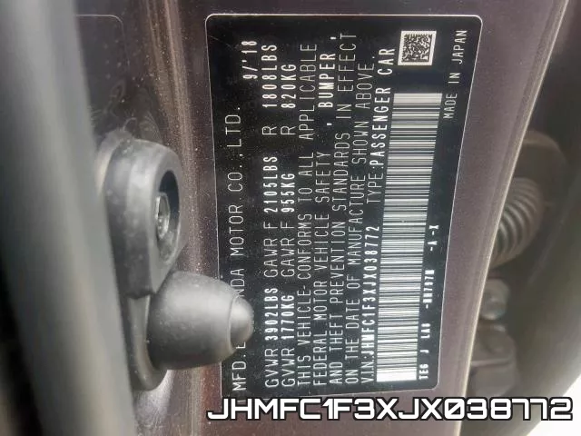 JHMFC1F3XJX038772 фото 2