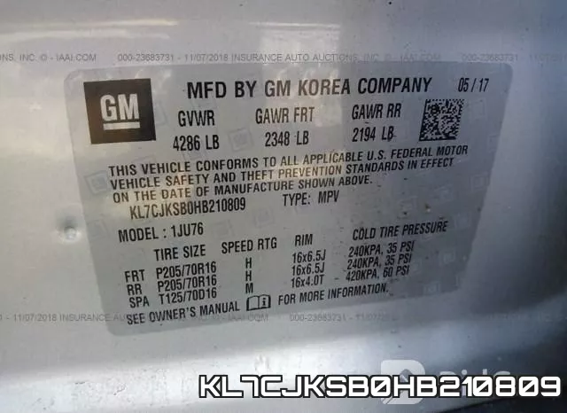 KL7CJKSB0HB210809 фото 10