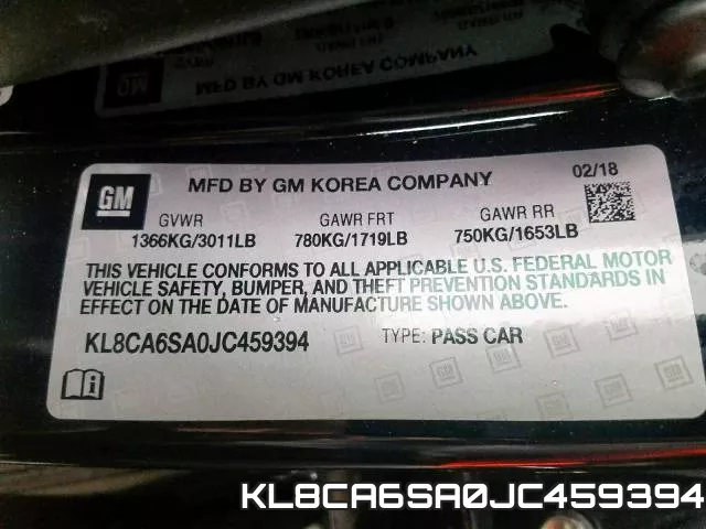 KL8CA6SA0JC459394 фото 2
