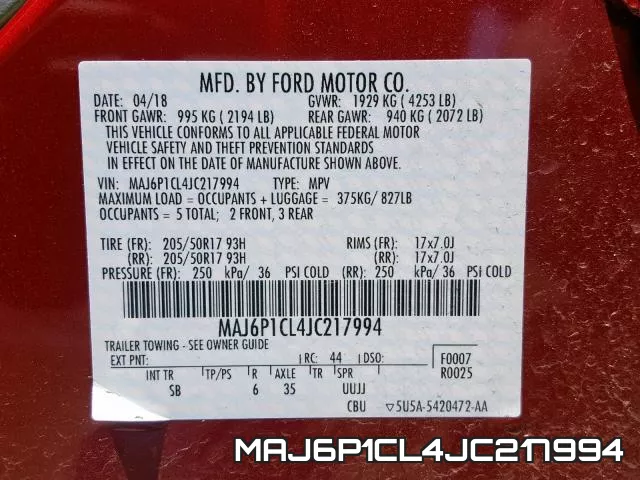 MAJ6P1CL4JC217994 фото 2