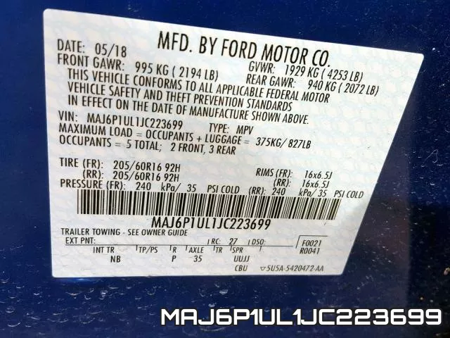 MAJ6P1UL1JC223699 фото 2