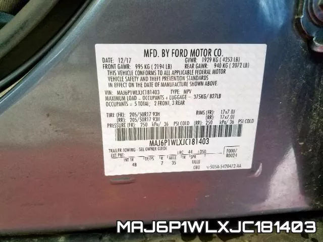 MAJ6P1WLXJC181403 фото 2