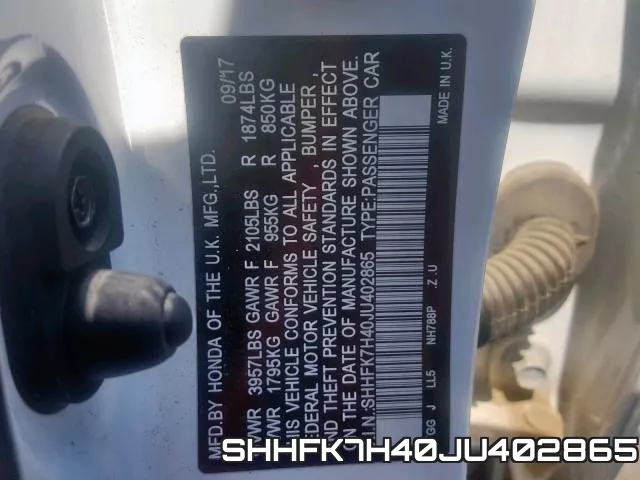 SHHFK7H40JU402865 фото 2