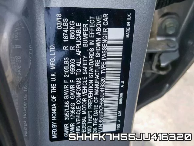 SHHFK7H55JU416320 фото 2