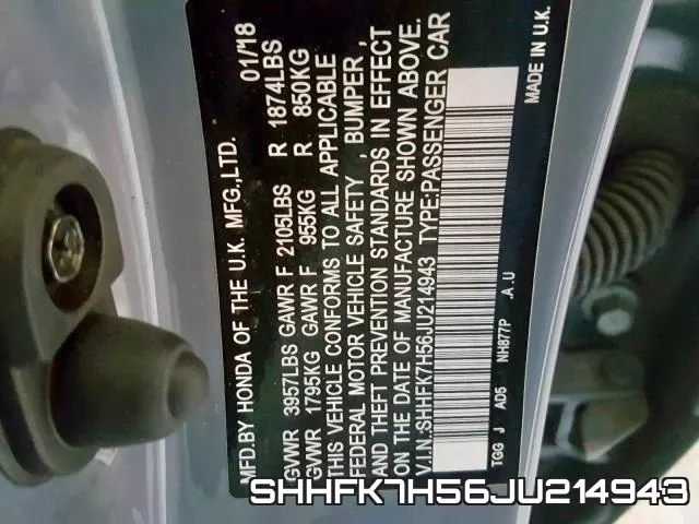 SHHFK7H56JU214943 фото 2