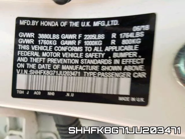 SHHFK8G71JU203471 фото 2