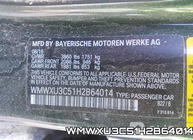 WMWXU3C51H2B64014 фото 10