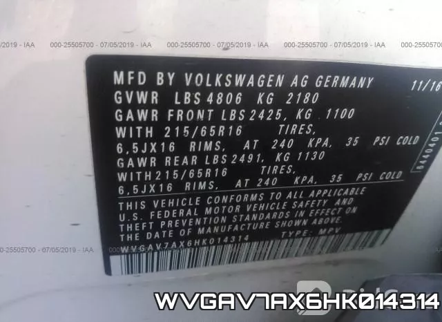 WVGAV7AX6HK014314 фото 10