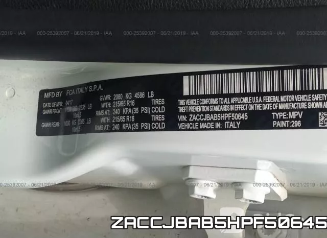 ZACCJBAB5HPF50645 фото 9