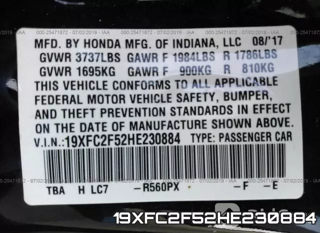 19XFC2F52HE230884 фото 10