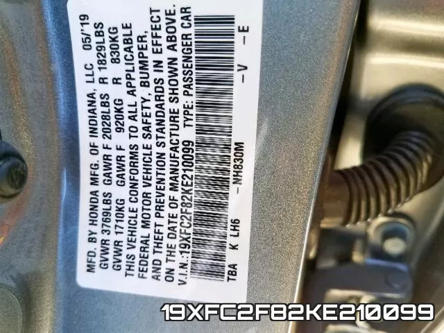 19XFC2F82KE210099 фото 2