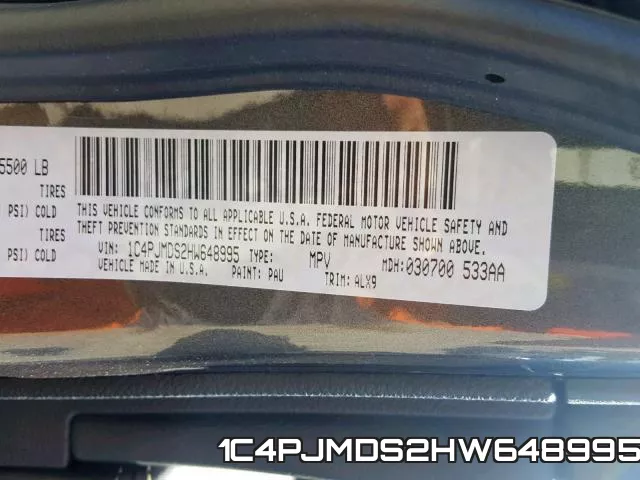 1C4PJMDS2HW648995 фото 2