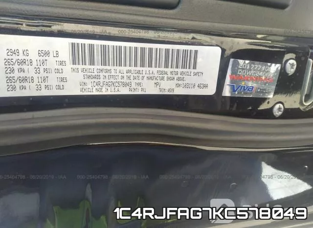 1C4RJFAG7KC578049 фото 9