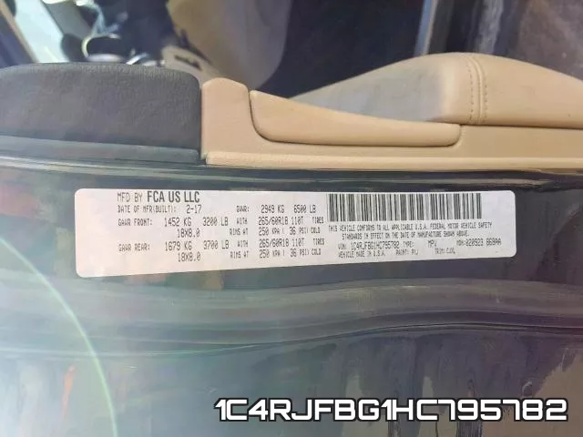 1C4RJFBG1HC795782 фото 2