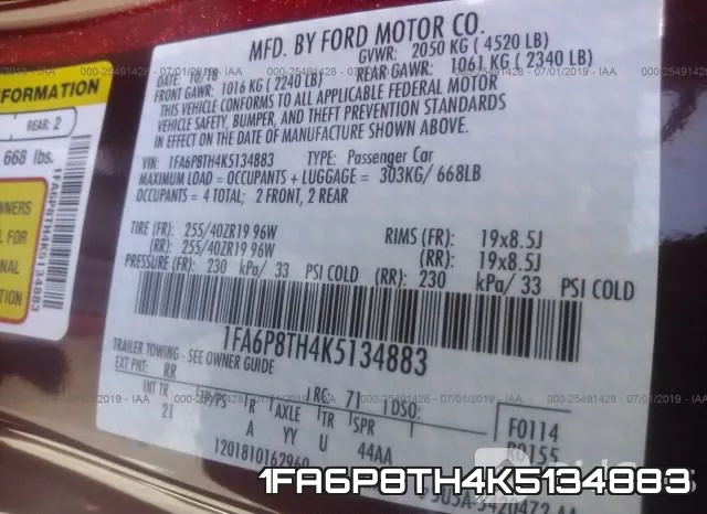 1FA6P8TH4K5134883 фото 10