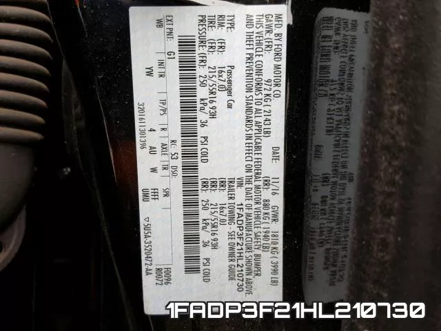 1FADP3F21HL210730 фото 2