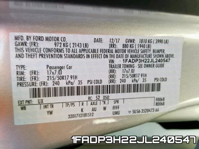 1FADP3H22JL240547 фото 2