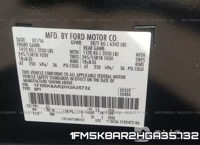 1FM5K8AR2HGA35732 фото 10