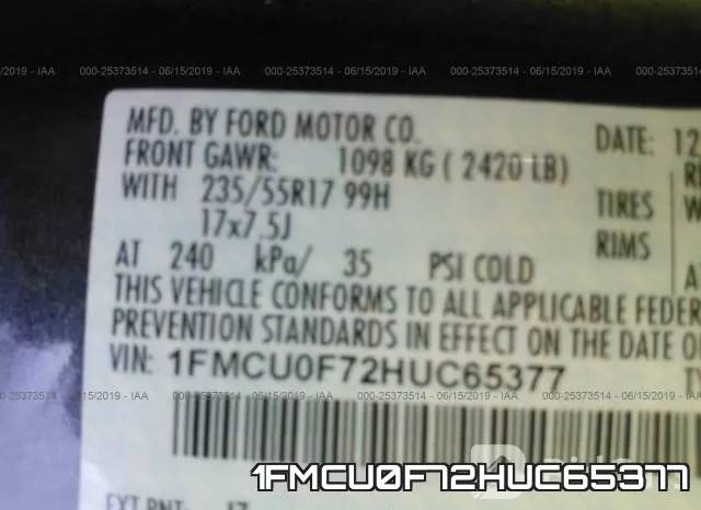 1FMCU0F72HUC65377 фото 10
