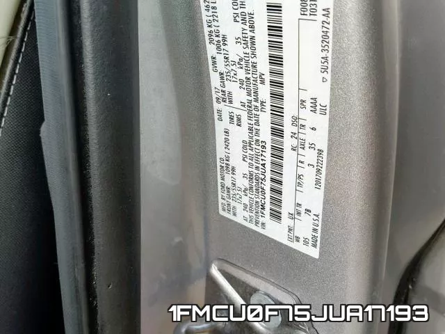 1FMCU0F75JUA17193 фото 2