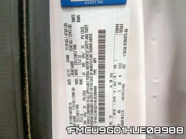 1FMCU9GD1HUE08988 фото 2